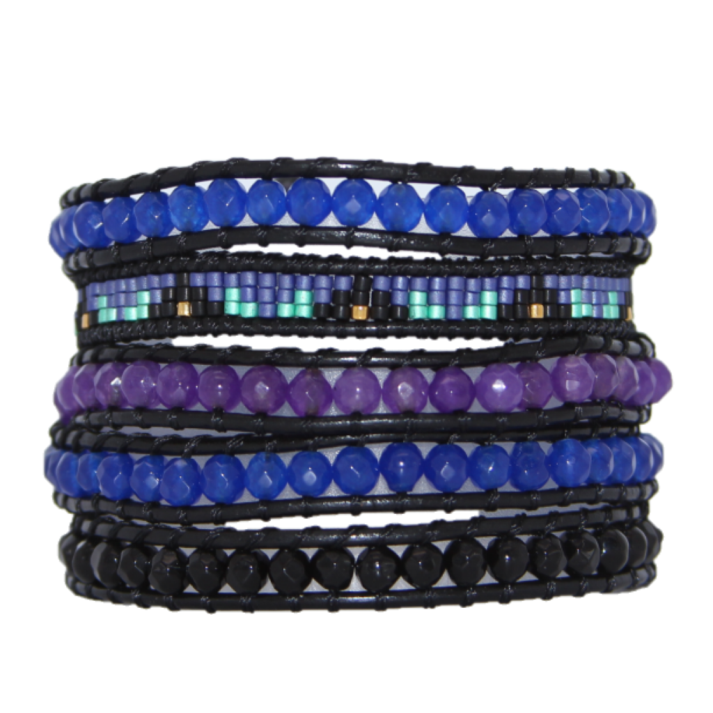 Ultra Violet Crystals and Miyuki Beads on Black